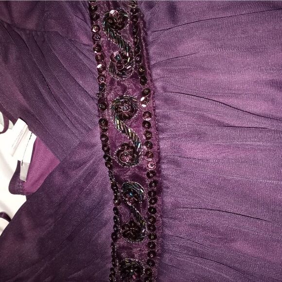 City Triangles M Purple LinedRhinestones RufflesStrapsParty/ Coctail Mini Dress. - Picture 5 of 9